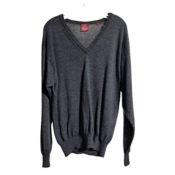 Nordstrom Merino Wool Sweater Mens Size XL Gray V Neck Long Sleeved Pullover Vin - Picture 2 of 9